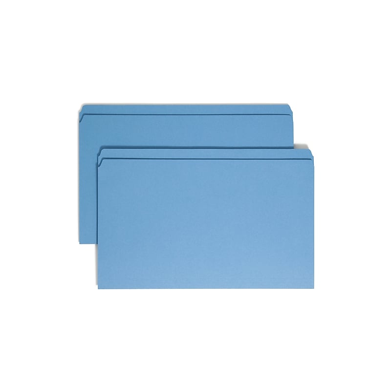 Smead Reinforced File Folder, Straight Cut, Legal Size, Blue, 100/Box (17010) image 1