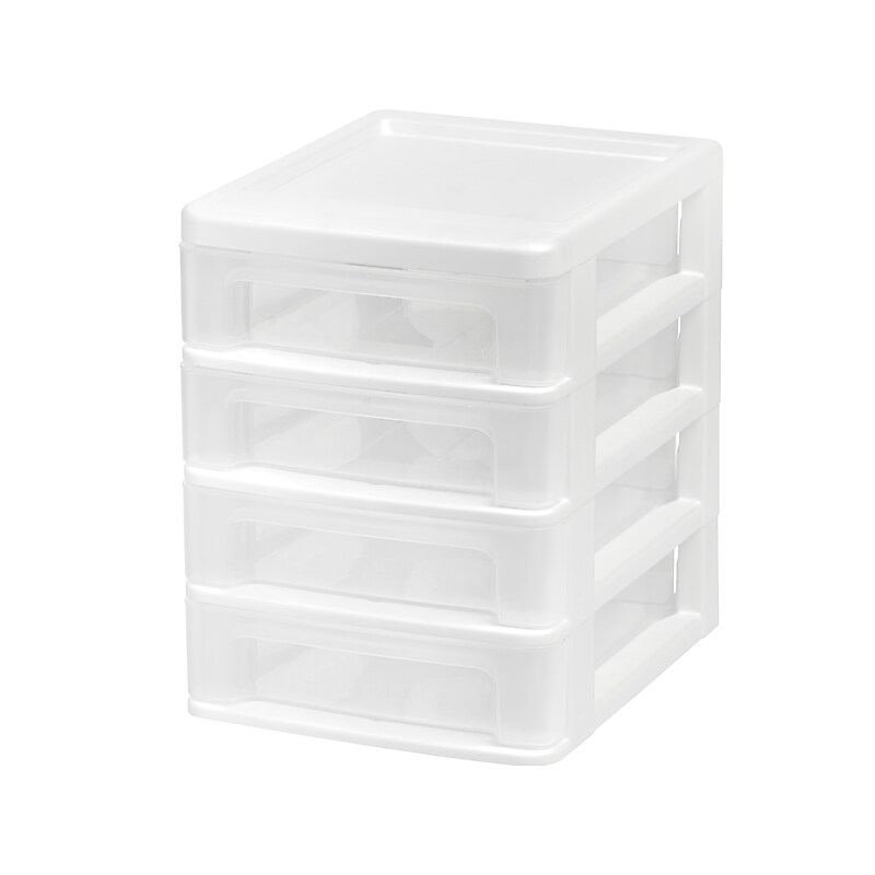 Iris 4-Drawer Mini Desktop Unit, White/Clear (586017) image 1