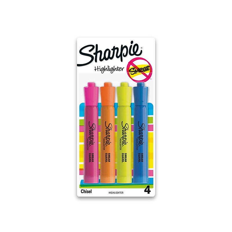 Sharpie Tank Highlighter, Chisel Tip, Assorted, 4/Pack (25174WC) image 1