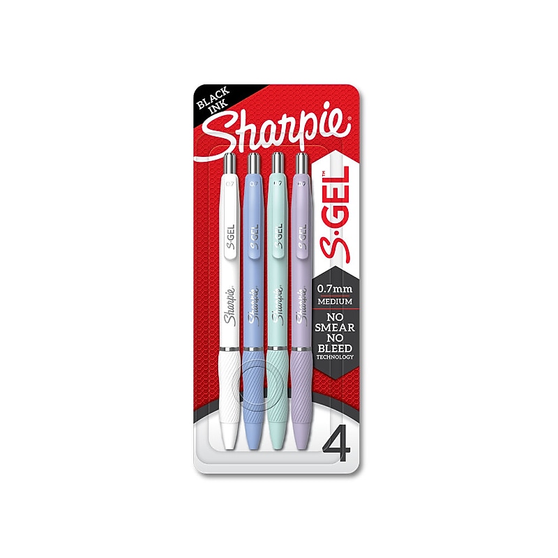 Sharpie S-Gel, Gel Pens, Medium Point (0.7mm), Assorted Fashion Barrels, Black Ink, 4 Count, (2220963) image 1