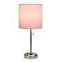 Simple Designs 19.5" LED Table Lamp, Brushed Steel/Light Pink Shade (LT2024-LPK-CCLB)~#|#~27B8F32B-6C60-4E1A-9C614BA08B54256A_sc7