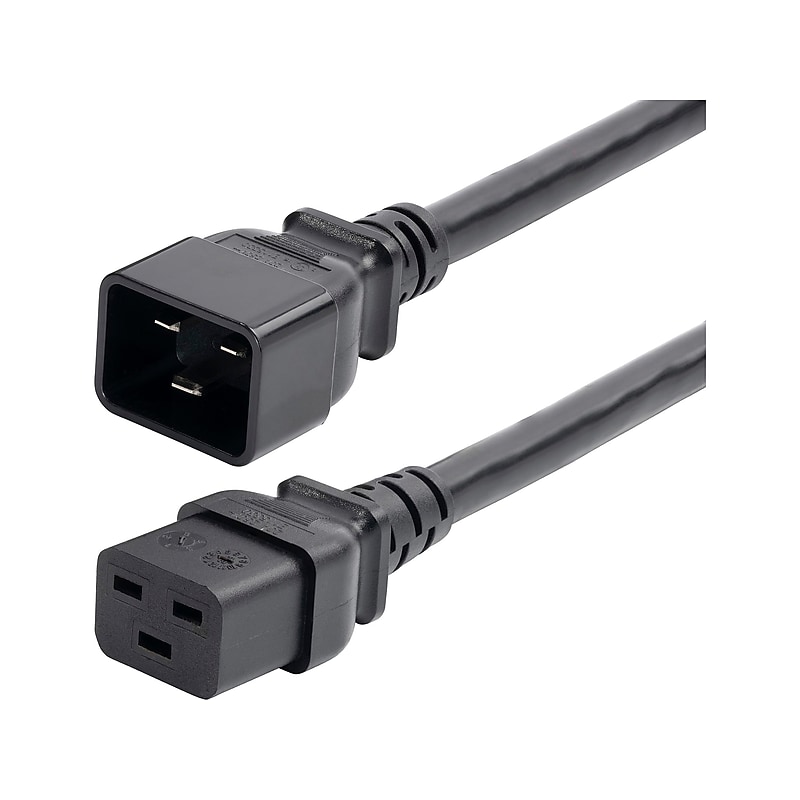 StarTech 2' C19 to C20 Power Cable, Male to Female, Black (BA16-2200-POWER-CORD) image 1