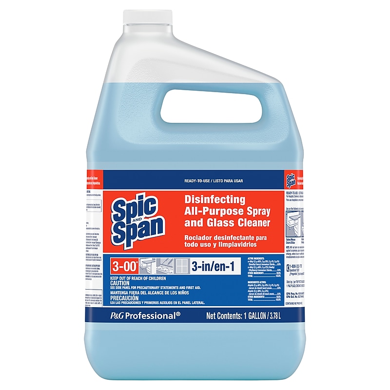 Spic and Span Professional Bulk 3-in-1 Disinfecting Multi Purpose Surface and Glass Cleaner, Fresh Scent, 3/Carton (58773) image 1