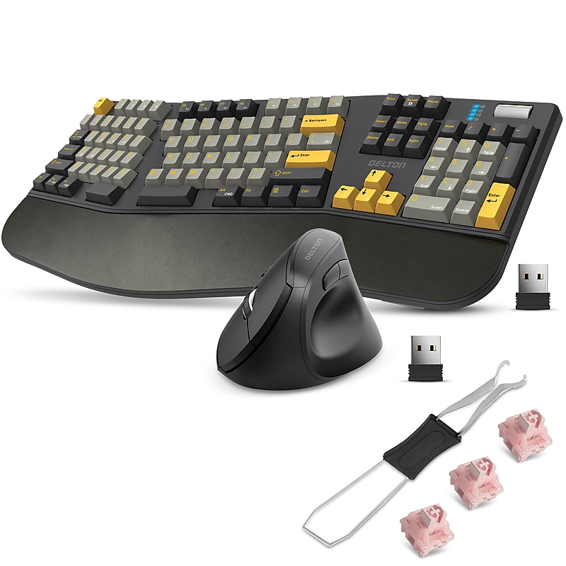 Delton Wireless Ergonomic Mechanical Keyboard with Wrist Rest and Vertical Computer Mouse, Black (DKME450PKT1) image 1