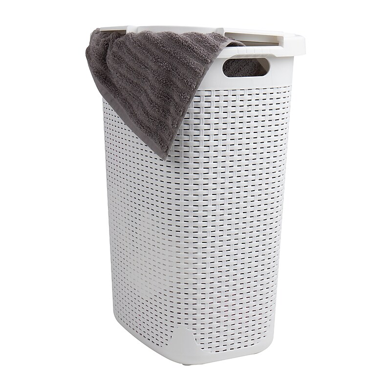 Mind Reader 15.85-Gallon Laundry Hamper with Lid, Plastic, White (60HAMP-WHT) image 1