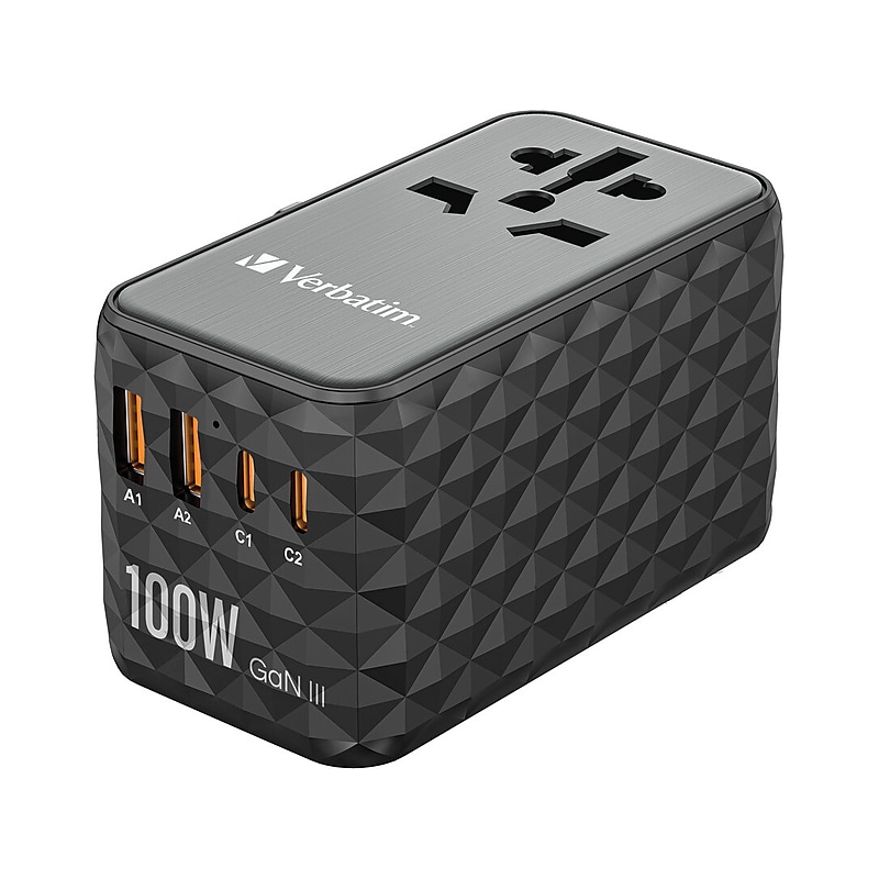 Verbatim UTA-06 Plastic Travel Power Adapter, Black (32121) image 1