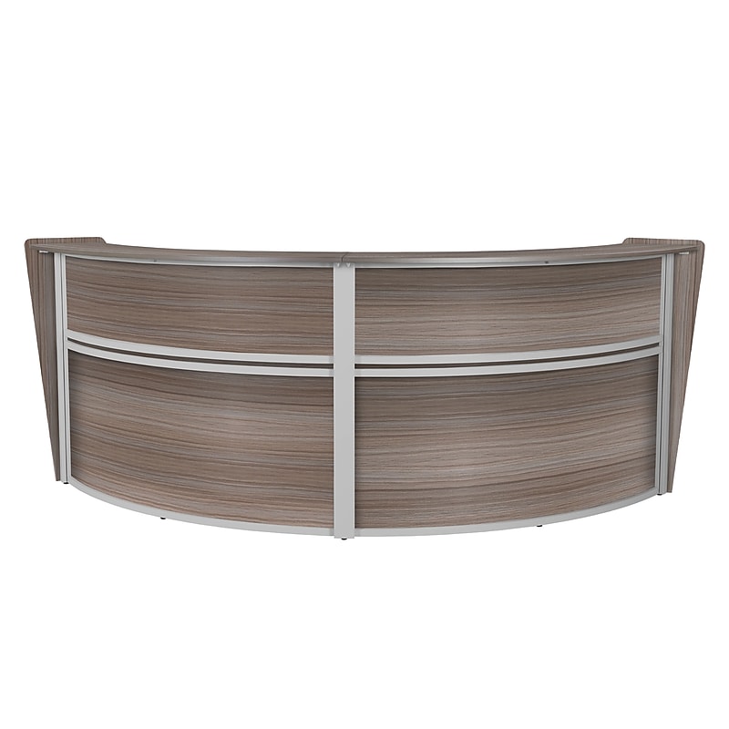 Regency Marque 124.5"W Curved Reception Desk Workstation, Driftwood Gray (77292GY) image 1