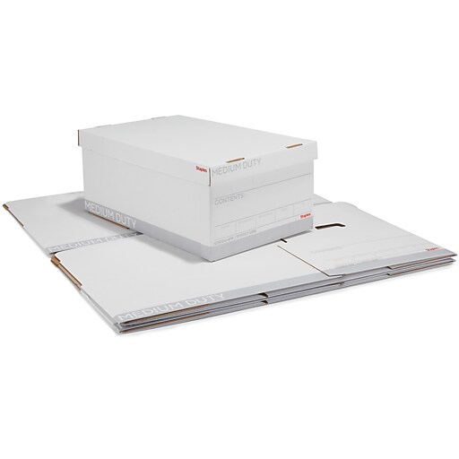 Staples Medium Duty File Box with Lift Off Lid, Legal Size, White