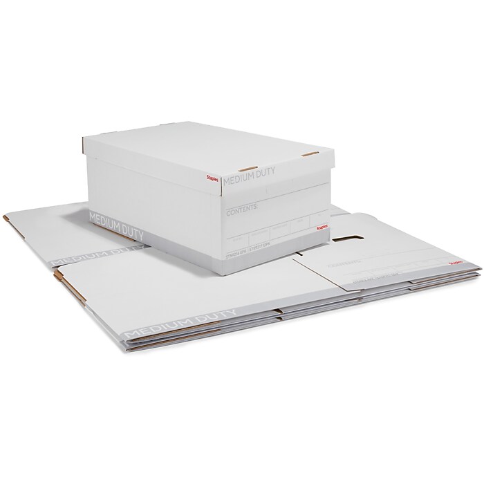 Staples Medium Duty File Box with Lift Off Lid, Legal Size, White