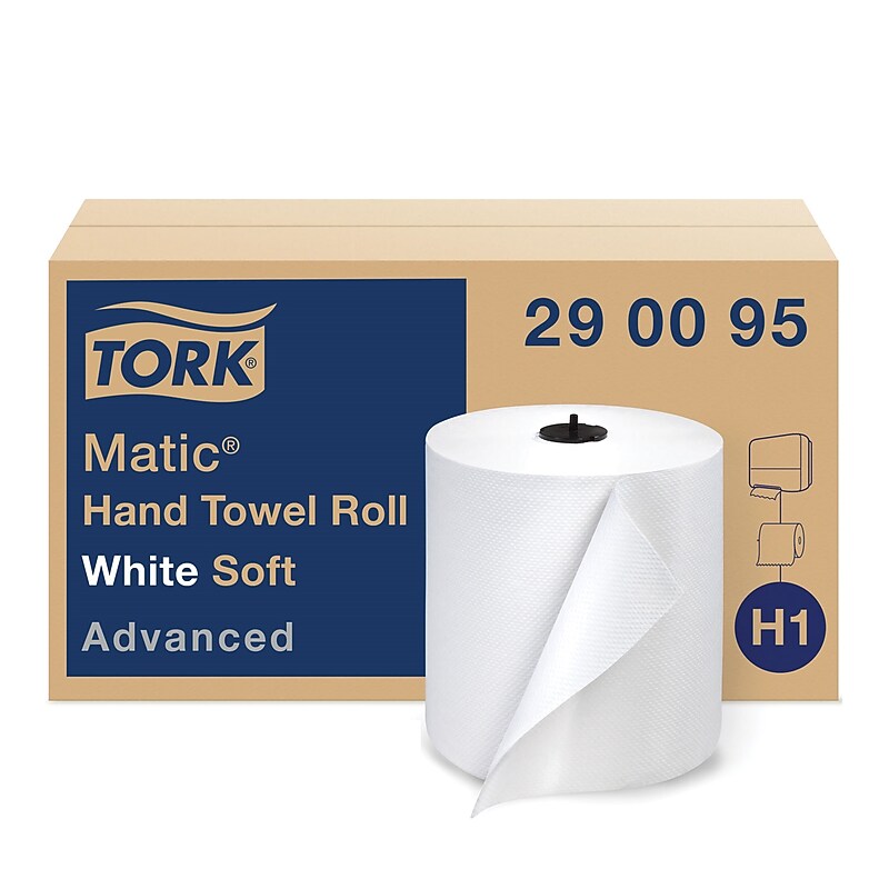 Tork Advanced Matic Hand Towel Roll, 7.7" x 900 ft., White, 6 Rolls/Carton (TRK290095) image 1