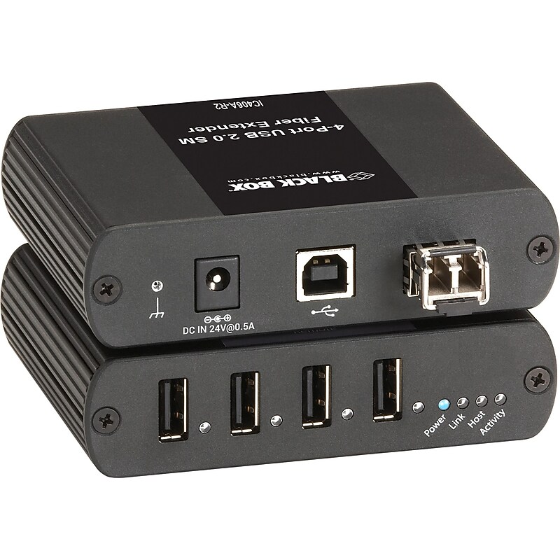 Black Box Single Mode Fiber 4 Port USB Extender (IC406A-R2) image 1