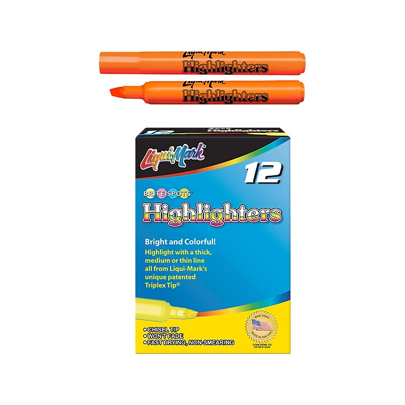 Liqui-Mark Tank Fluorescent Highlighter, Chisel Tip, Orange, Dozen (60625) image 1