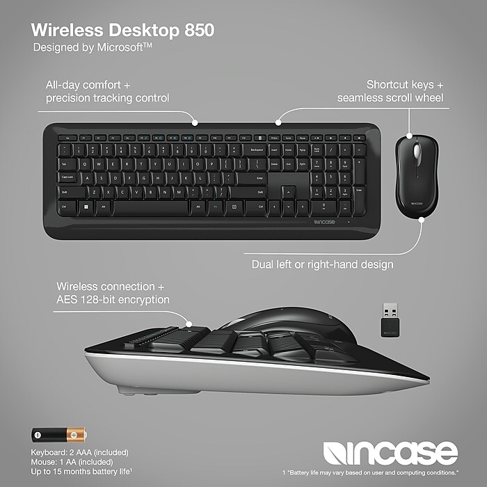 Incase Wireless Desktop 850 Designed by Microsoft Keyboard and