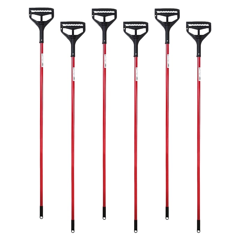 BISON LIFE 63" Quick Change Metal Wet Mop Handle, Red/Black, 6/Pack (BP-RMH-09) image 1