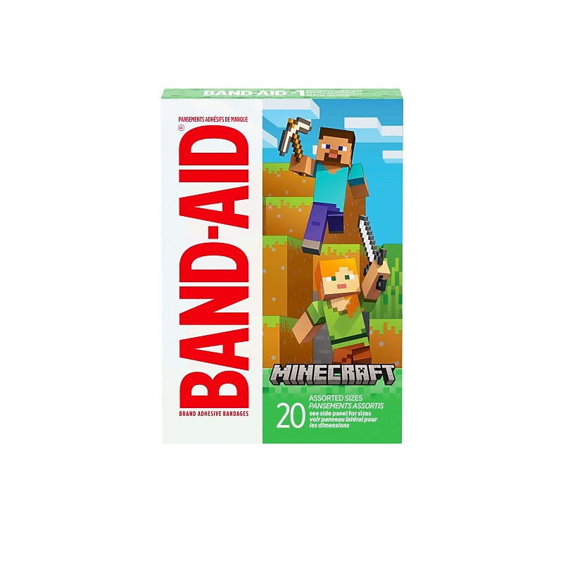 Band-Aid MineCraft Adhesive Bandages, Assorted Sizes, 20 Bandages/Box (1202513) image 1