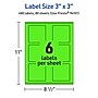 Avery Laser/Inkjet Multipurpose Square Labels, 3" x 3", Neon Green, 480/Box (94101)~#|#~2810139D-5631-4A5E-8EB1F0D155B50802_sc7