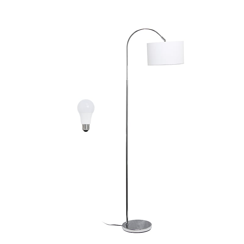 Creekwood Home Vista 66" Brushed Nickel Floor Lamp with Drum Shade, White (CWF-3006-WH-LB) image 1