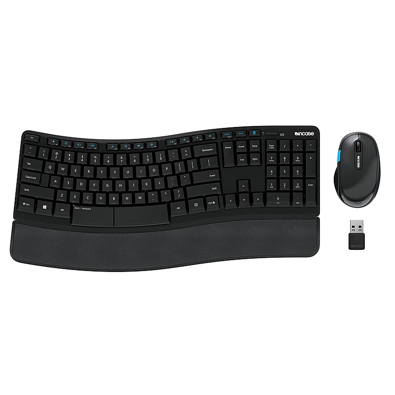 Incase Sculpt Comfort Desktop Designed by Microsoft Wireless Ergonomic Keyboard and Laser Mouse Combo, Black (L3V-00001) image 1