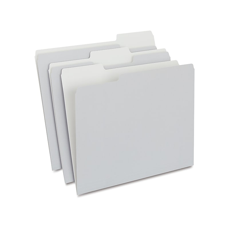 Staples File Folders, 1/3-Cut Tab, Letter Size, Gray, 100/Box (ST433664-CC) image 1