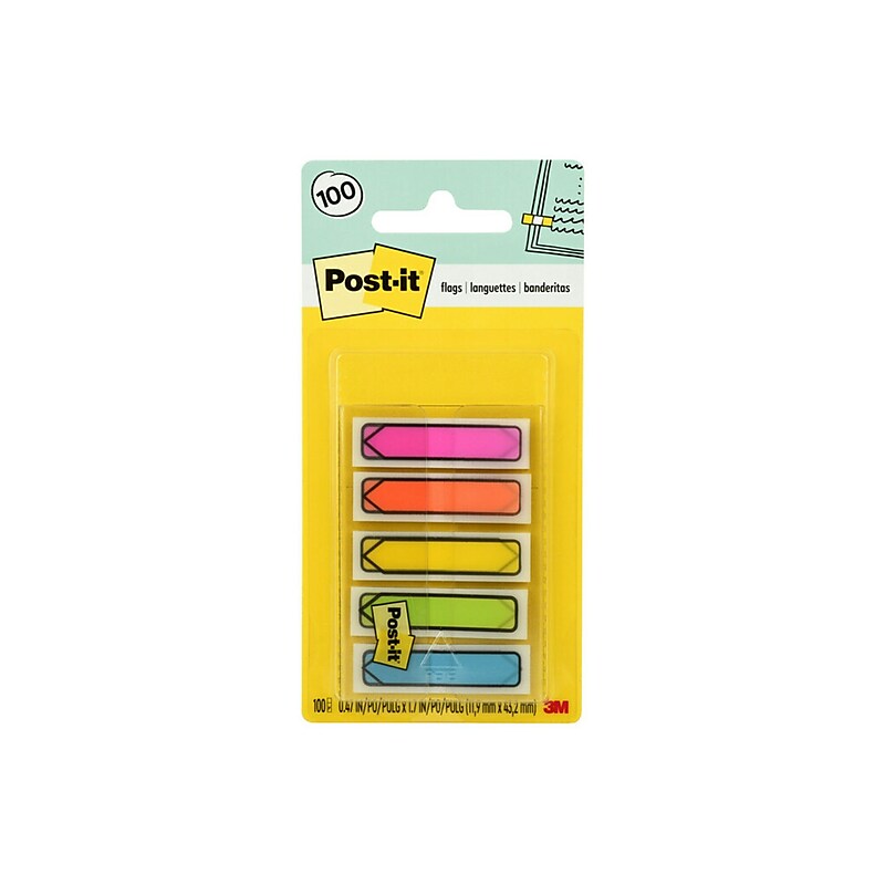 Post-it Arrow Flags, .47" Wide, Assorted Colors, 100 Flags/Pack (684-ARR2) image 1