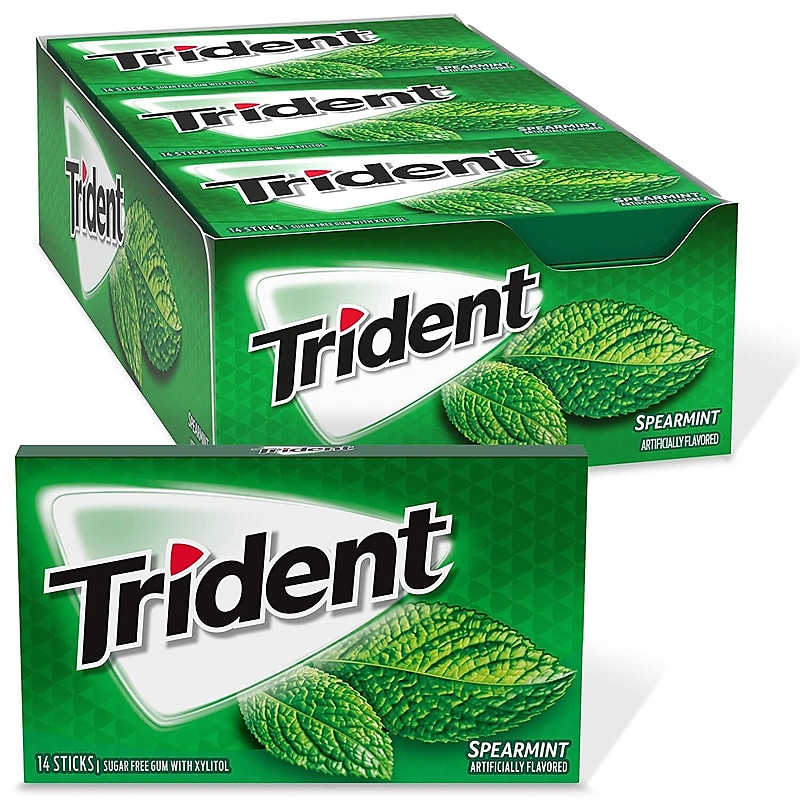 Trident Sugar Free Spearmint Gum, 14 Pieces/Pack, 12/Packs (VAM05017) image 1