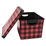 Simplify Checkered Storage Tote Bin with Lid, Plastic, Red/Black (9080-60)~#|#~282E8327-FEF0-4060-8445E3914136C043_sc7