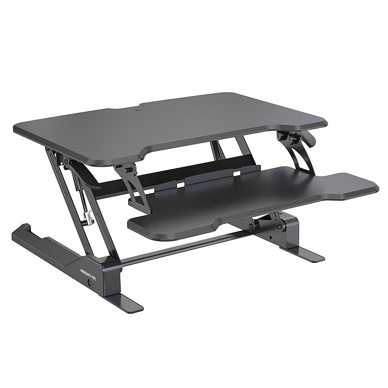 Mount-It! 30" W Manual Rectangular Adjustable Standing Desk Converter, Black (MI-15009S) image 1
