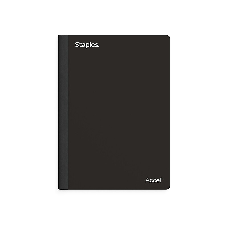 Staples Premium 2-Subject Notebook, 6" x 9.5", College Ruled, 100 Sheets, Black (TR58325) image 1