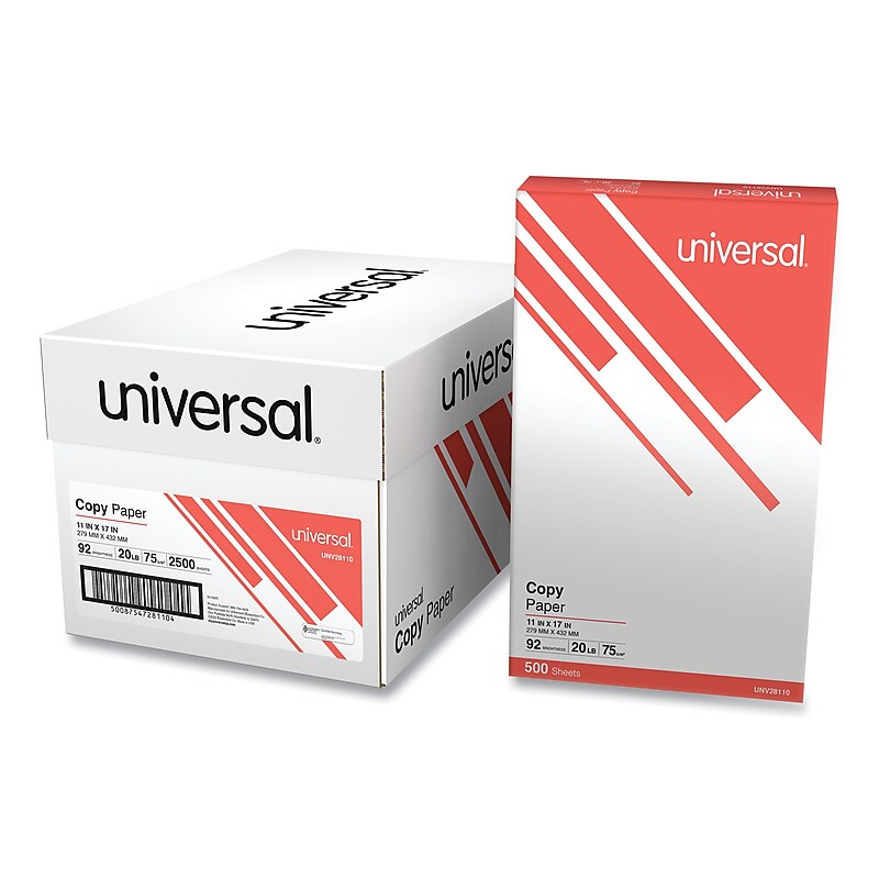 Universal 11" x 17" Laser Paper, 92 Brightness, 5/Carton (UNV28110) image 1