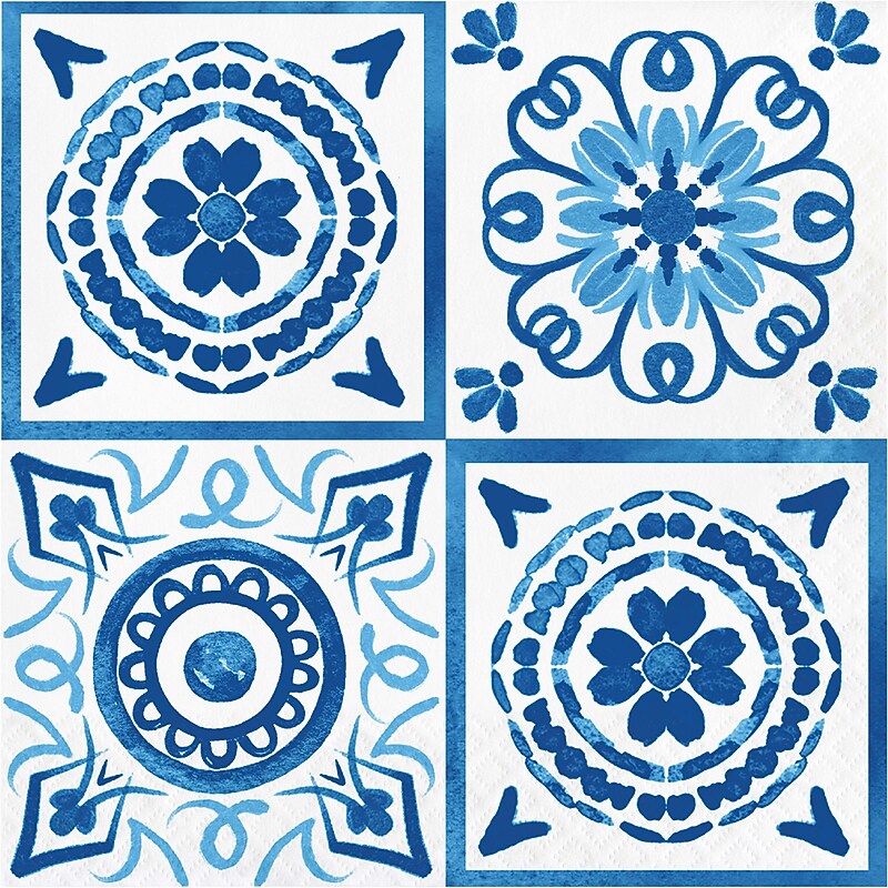 Creative Converting Blue Willow Dinner Napkins, Blue/White, 64/Pack (DTC365100NAP) image 1
