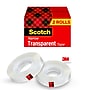 Scotch Transparent Clear Tape Refill, 0.5" x 36 yds., 1" Core, Clear, 2 Rolls/Pack (600H2)~#|#~283B0CC3-9226-48BA-BEC1B10622E3E731_sc7