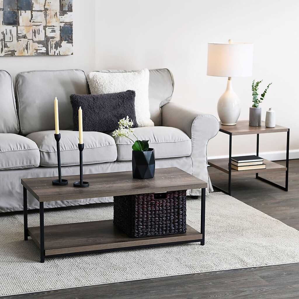End table in living room with sofa