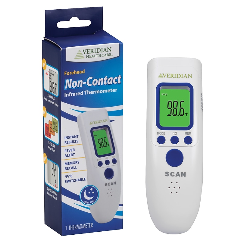 Veridian Non Contact Infrared Digital Temporal Thermometer, White (09-183) image 1