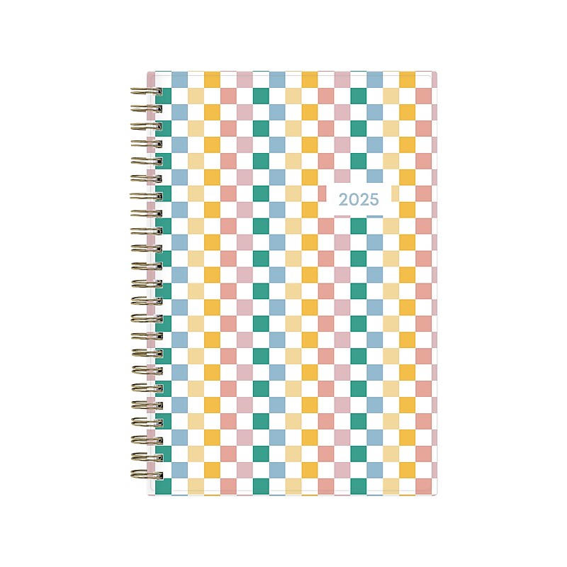 2025 Blue Sky Checkerboard 5" x 8" Weekly & Monthly Planner, Plastic Cover, Multicolor (152477) image 1