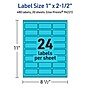 Avery Rectangle Multipurpose Labels, 1" x 2.5", Bright Blue, 480/Pack (94221)~#|#~284C6D26-CA90-47F2-9BD11E40112ACE28_sc7