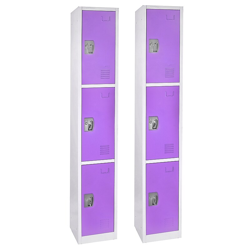 AdirOffice 72'' 3-Tier Purple Storage Locker, 2/Pack (629-203-PUR-2PK) image 1