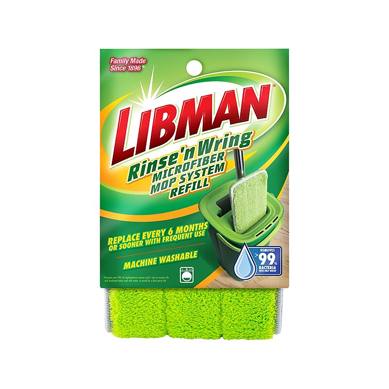 Libman Rinse 'n Wring Microfiber 13" Mop Pad Refill, Green, 6/Pack (1676) image 1