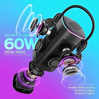 Treblab Wireless Bluetooth Speaker, Waterproof, Black (HD-FORCE)