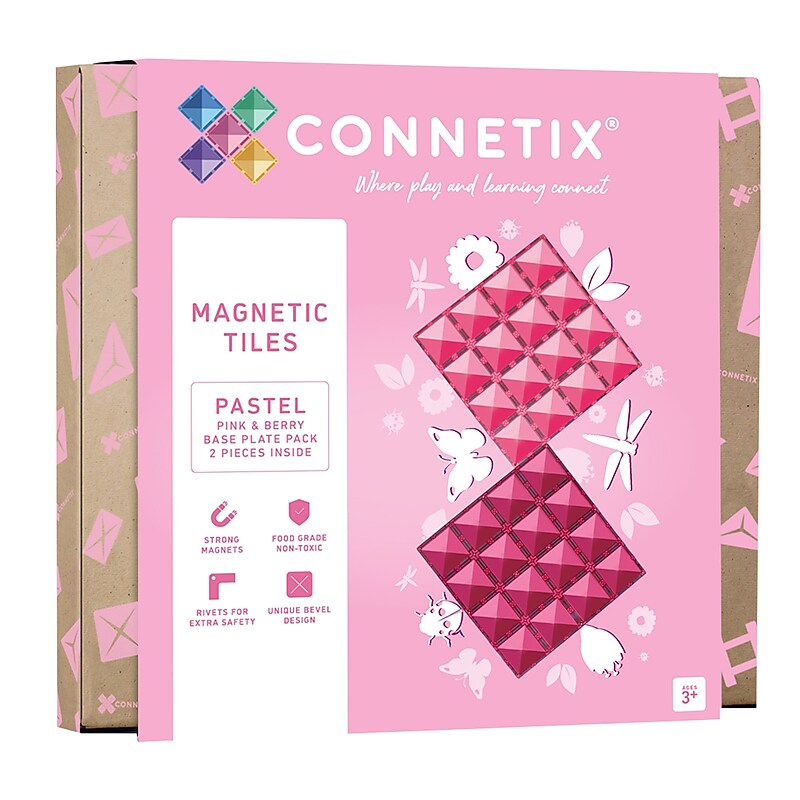 Connetix Magnetic Tiles Pastel Pink & Berry Base Plate, 2 Pieces (CNTPPB002BP) image 1