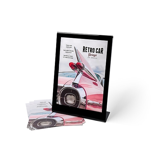 Staples Sign Holder, 8.5" x 11", Clear with Black Border Plastic