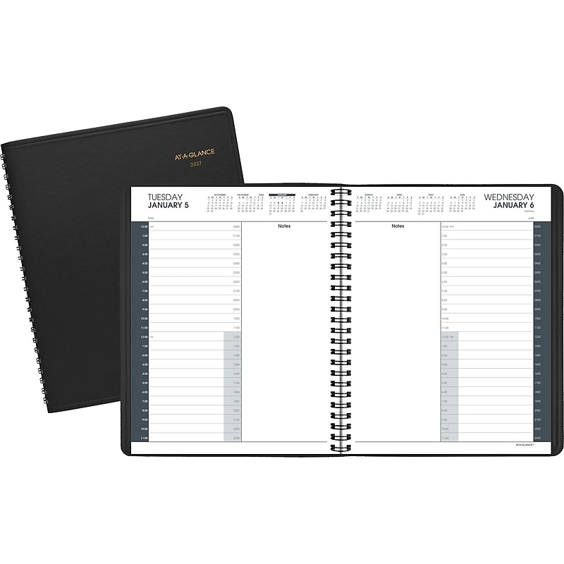 2027 AT-A-GLANCE 8.5" x 11" Daily Appointment Book, Faux Leather Cover, Black (70-214-05-27) image 1