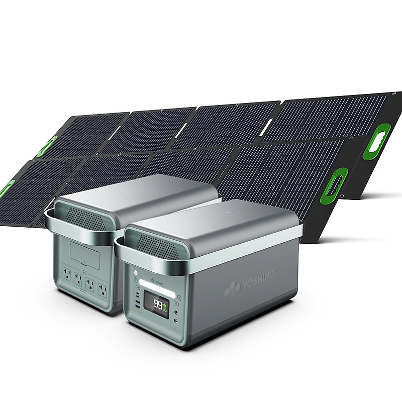 Yoshino K20SP22 11-Port Solid-State Solar Generator 1326Wh, 2000W with 2-Piece Solar Panels (400W) Emergency UPS Backup Battery image 1