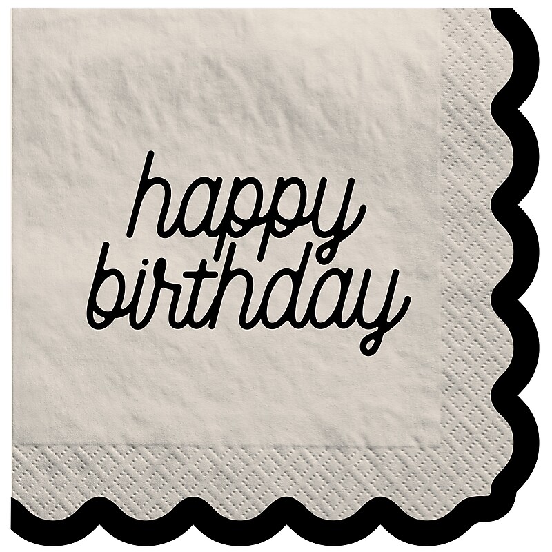Party City Birthday Chic Lunch Napkin, 2-Ply, White/Black, 16/Pack (AM51010002) image 1