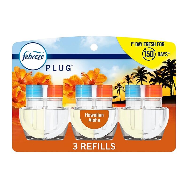 Febreze Fade Defy Plug Air Freshener Warmer Refill, Hawaiian Aloha Scent, 0.87 fl. oz., 3/Pack (54345) image 1