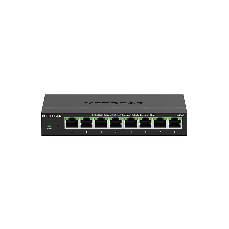 Netgear Essentials MS308 8-Port Multi-Gig Ethernet Unmanaged Switch, 2.5Gbps, Black (MS308-100NAS) image 1