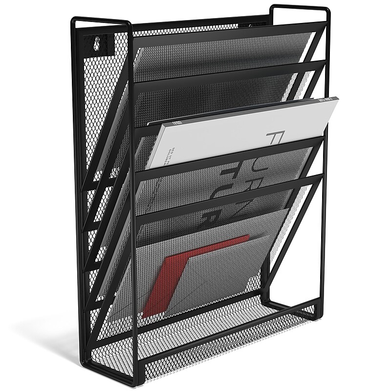 TRU RED™ 5-Pocket Metal Mesh Mountable Wall File, Black (TR57582-CC) image 1