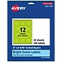 Avery Laser/Inkjet Multipurpose Square Labels, 2" x 2-3/16", Bright Green, 240/Pack (94124)~#|#~287DA8D8-1F6B-441E-A6CFC676F42EFC85_sc7