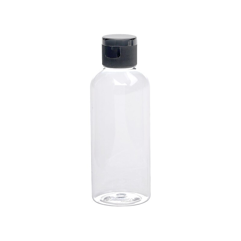 Excello Global Products Plastic Travel Toiletry Bottle, Clear/Black (SPLS-TRVL-0007) image 1