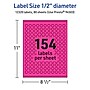 Avery Laser/Inkjet Round Multipurpose Labels, 0.5" Dia., Neon Magenta, 12320/Box (94503)~#|#~28850264-74BC-424E-A1AC6C3E8D66AD5E_sc7