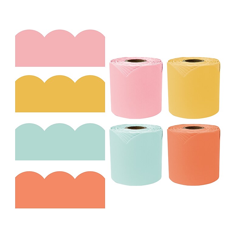 Carson Dellosa Rolled Scalloped Border, 3" x 65', Groovy Colors, 4/Pack (145420) image 1